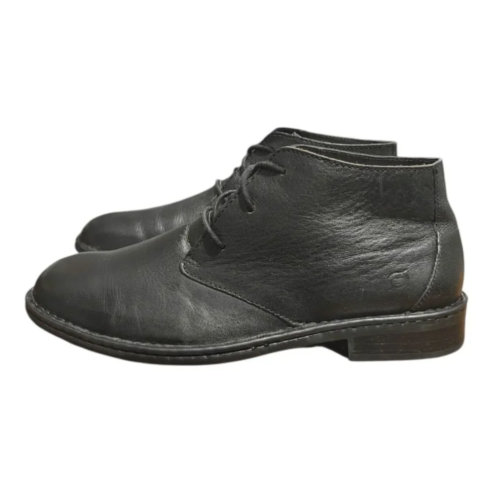 BORN Twain Black Leather Lace-Up Chukka Boot Size 10.5M